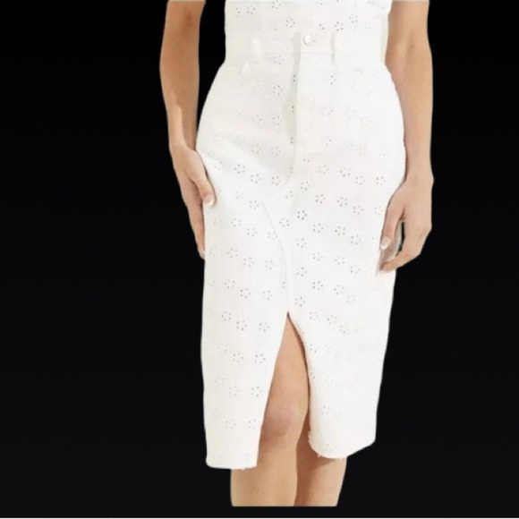 NWT GUESS Denim Eyelet Skirt White Size 27 $128 - Picture 4 of 16